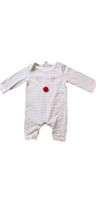 A Grey Long Sleeve Rompers from The Little White Company in size 0-3M for boy. (Front View)