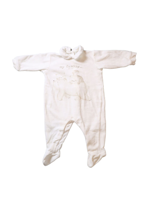 A White Onesies from Chicco in size 3-6M for neutral. (Front View)