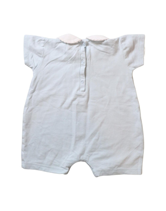 A Blue Short Sleeve Rompers from Baroni in size 6-12M for girl. (Back View)