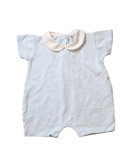 A Blue Short Sleeve Rompers from Baroni in size 6-12M for girl. (Front View)