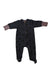 A Navy Onesies from TinyBitz in size 6-12M for neutral. (Front View)