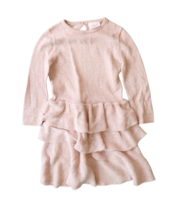 A Peach Long Sleeve Dresses from Seed in size 2T for girl. (Front View)