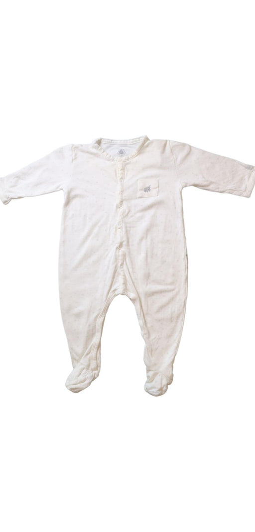 A White Onesies from Petit Bateau in size 6-12M for neutral. (Front View)