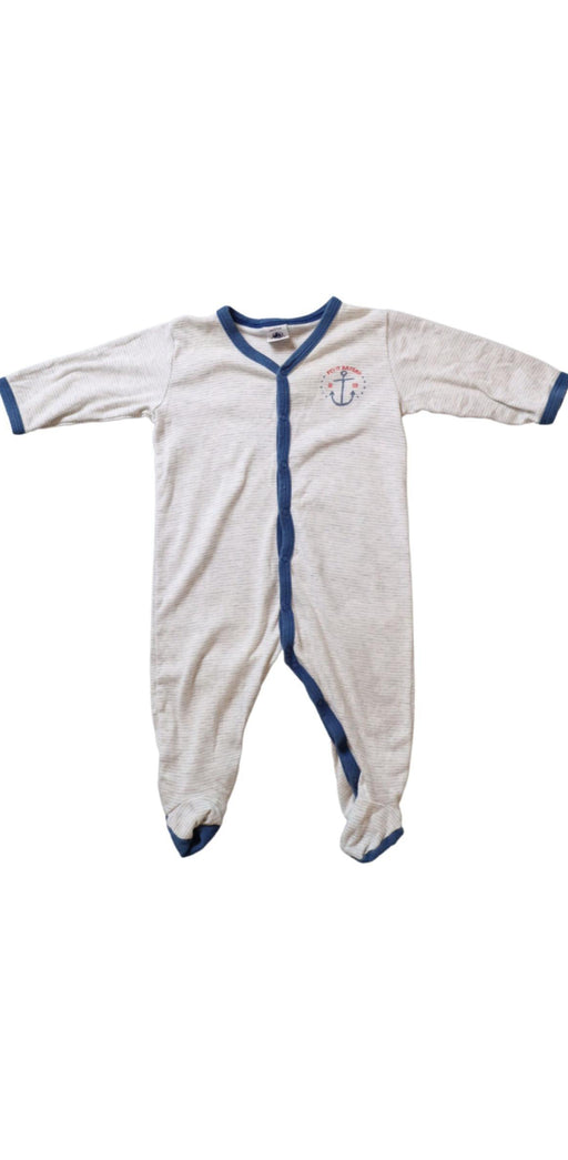 A Blue Onesies from Petit Bateau in size 3-6M for boy. (Front View)