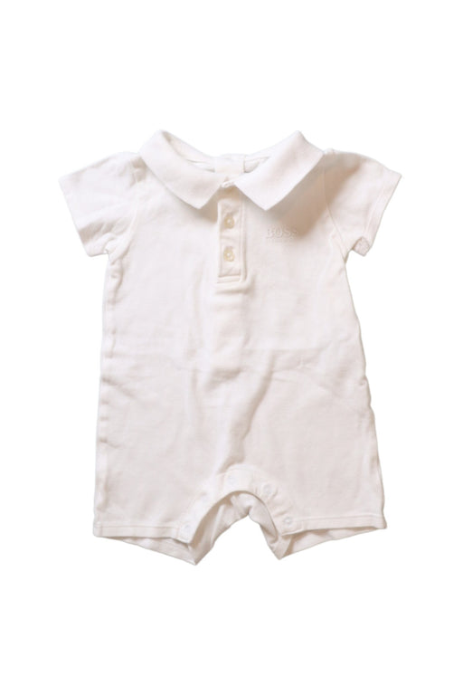 A White Short Sleeve Rompers from Boss in size 0-3M for boy. (Front View)