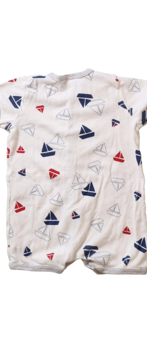 A White Rompers from Petit Bateau in size 3-6M for boy. (Back View)