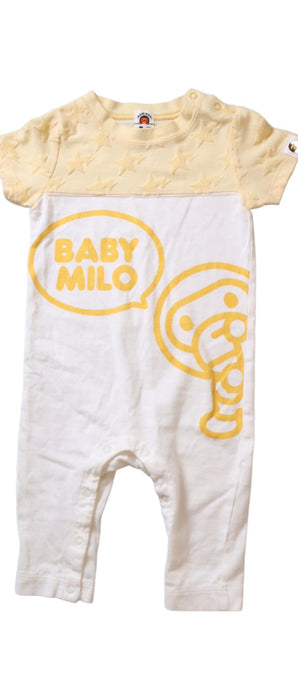 A White Short Sleeve Jumpsuits from BAPE KIDS in size 3-6M for neutral. (Front View)