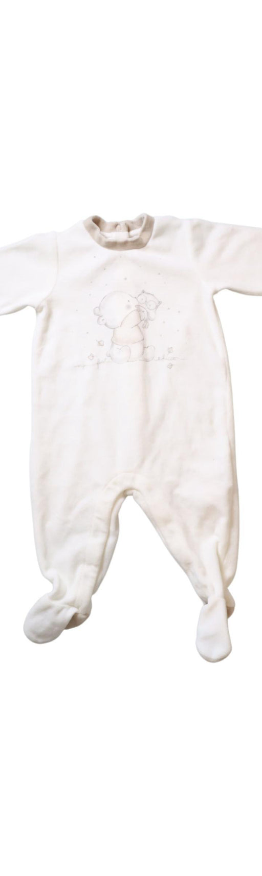 A White Onesies from Chicco in size 3-6M for neutral. (Front View)