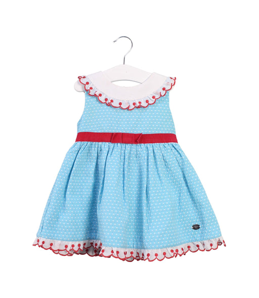 A Blue Sleeveless Dresses from Dolce Petit in size 2T for girl. (Front View)