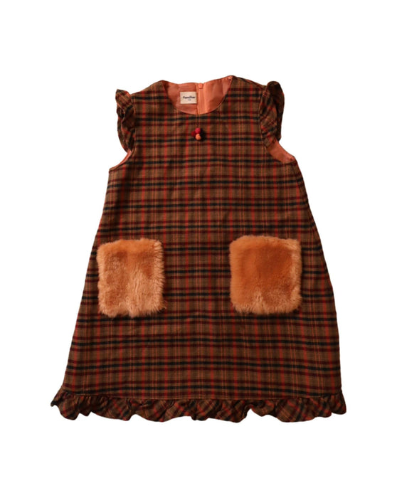 A Brown Sleeveless Dresses from Familiar in size 4T for girl. (Front View)