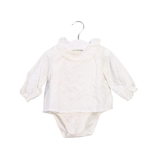 A White Long Sleeve Bodysuits from Petit Bateau in size 3-6M for girl. (Front View)