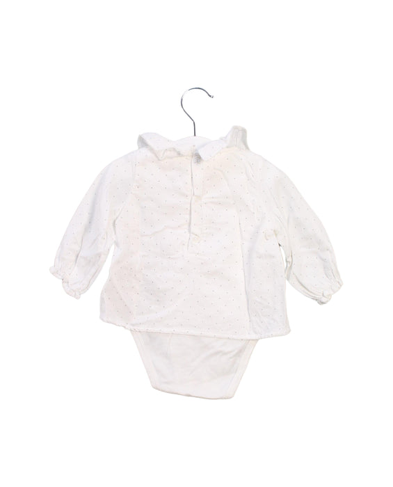 A White Long Sleeve Bodysuits from Petit Bateau in size 3-6M for girl. (Back View)