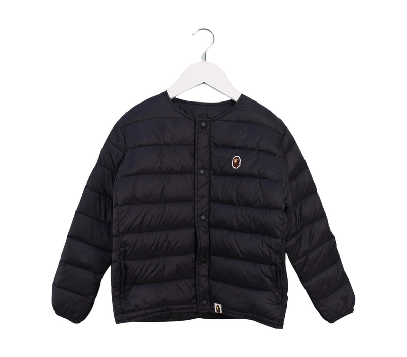 A Black Puffer/Quilted Jackets from BAPE KIDS in size 7Y for boy. (Front View)