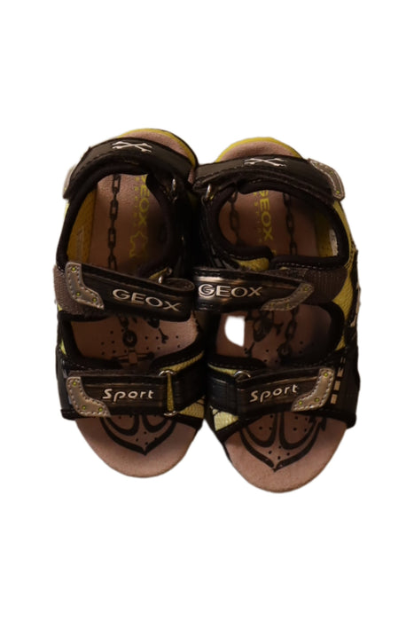 A Black Sandals from Geox in size 4T for boy. (Front View)