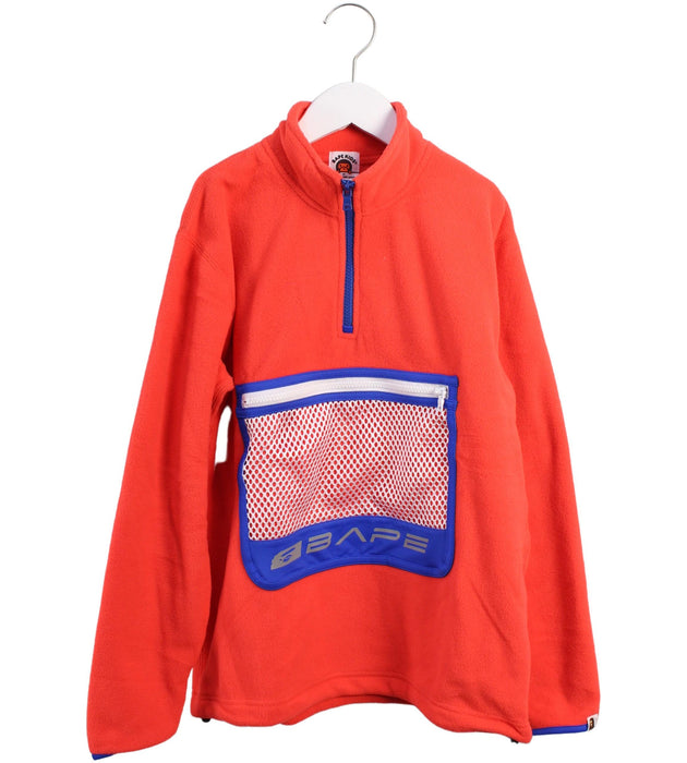 A Orange Zippered Sweatshirts from BAPE KIDS in size 14Y for boy. (Front View)