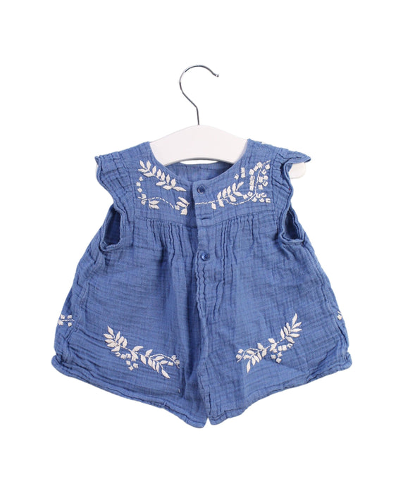 A Blue Sleeveless Tops from Bonpoint in size 2T for girl. (Back View)