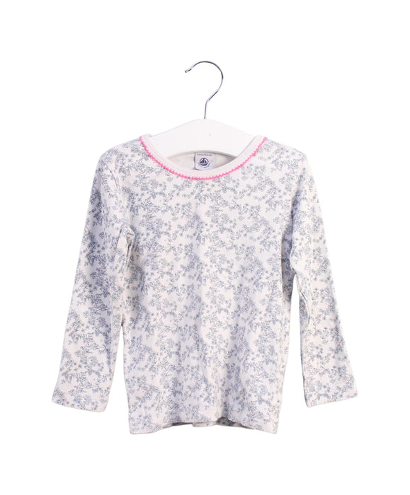 A Blue Long Sleeve Tops from Petit Bateau in size 4T for girl. (Front View)