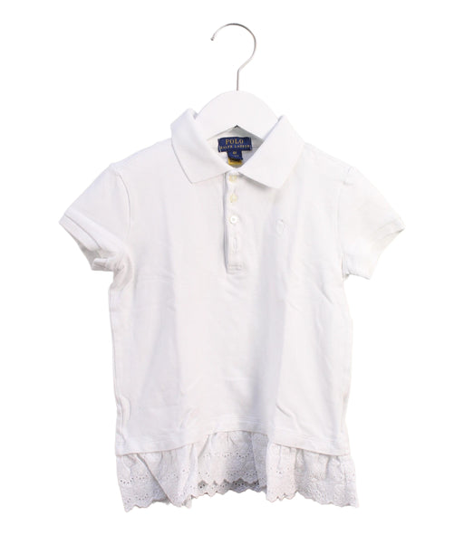 A White Short Sleeve Polos from Polo Ralph Lauren in size 6T for girl. (Front View)