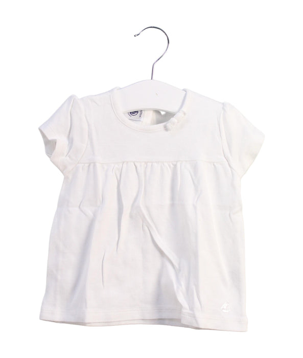 A White Short Sleeve Tops from Petit Bateau in size 12-18M for girl. (Front View)