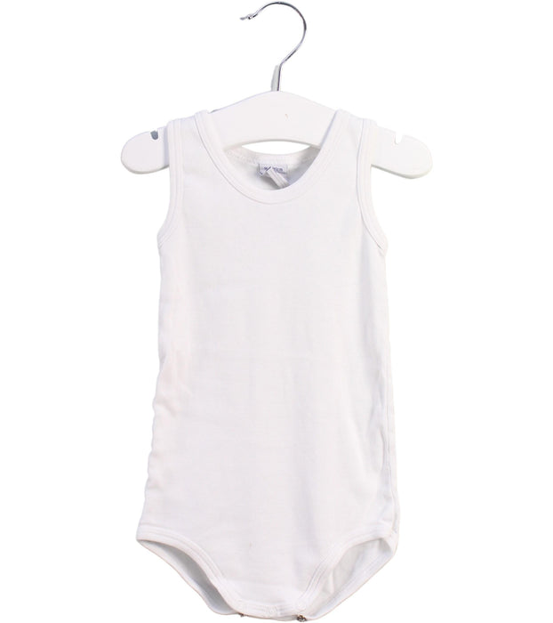 A White Sleeveless Bodysuits from Petit Bateau in size 12-18M for boy. (Front View)