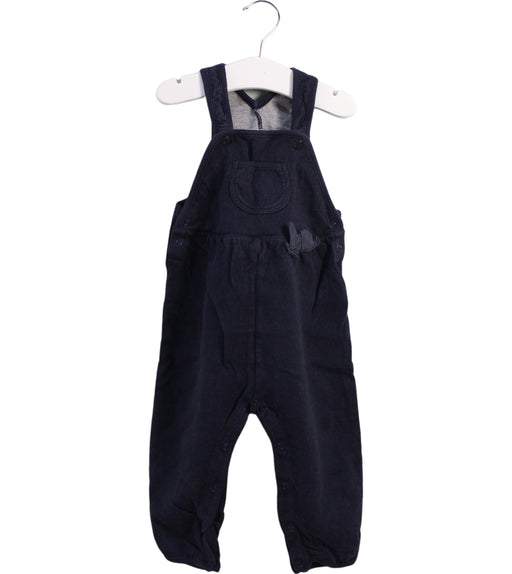 A Navy Long Overalls from Petit Bateau in size 12-18M for boy. (Front View)