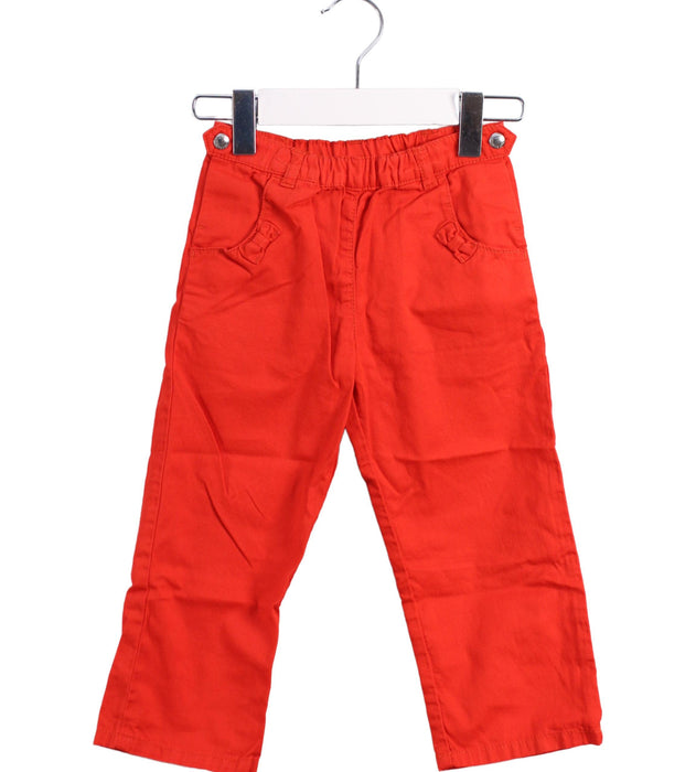 A Red Casual Pants from Petit Bateau in size 2T for girl. (Front View)