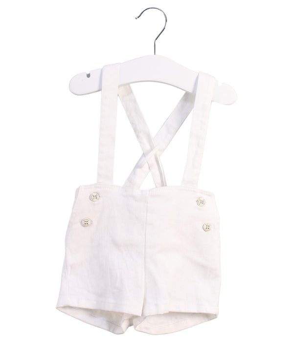 A White Overall Shorts from Nanos in size 6-12M for girl. (Front View)