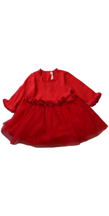 A Red Sweater Dresses from Momonittu in size 6-12M for girl. (Front View)