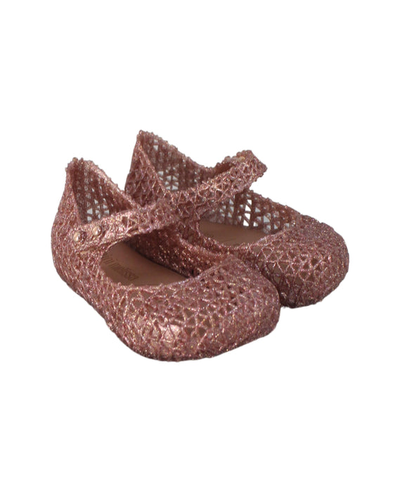 A Brown Flats from Mini Melissa in size 12-18M for girl. (Front View)