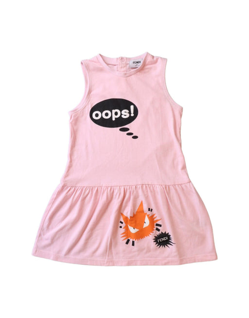 A Pink Sleeveless Dresses from Fendi in size 4T for girl. (Front View)