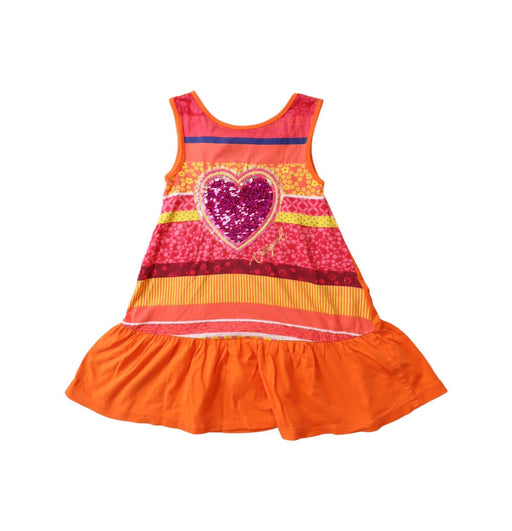 A Orange Sleeveless Dresses from Desigual in size 3T for girl. (Front View)