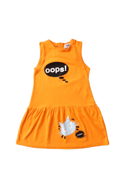 A Orange Sleeveless Dresses from Fendi in size 4T for girl. (Front View)