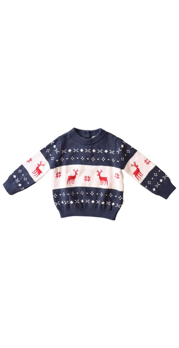 A Navy Knit Sweaters from Mori in size 0-3M for boy. (Front View)