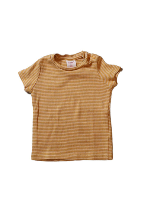 A Yellow Short Sleeve T Shirts from Seed in size 6-12M for girl. (Front View)