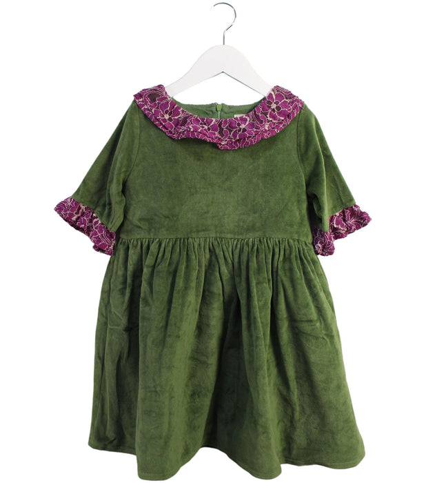 A Green Short Sleeve Dresses from Elfie London in size 8Y for girl. (Front View)