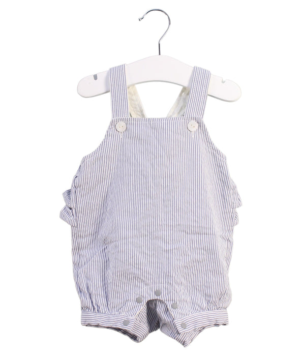 A White Overall Shorts from Petit Main in size 6-12M for girl. (Front View)