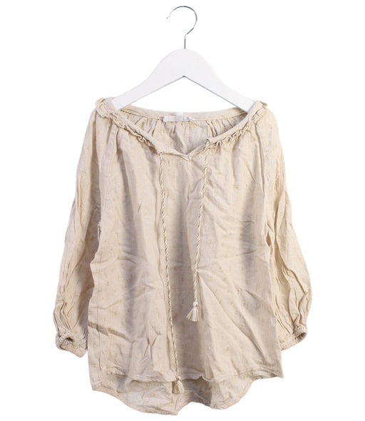 A Beige Long Sleeve Tops from Excuse My French in size 10Y for girl. (Front View)