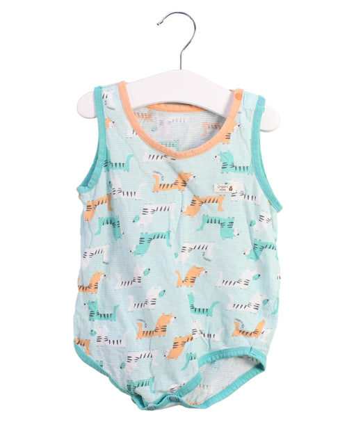 A Green Sleeveless Bodysuits from Organic Mom in size 12-18M for boy. (Front View)