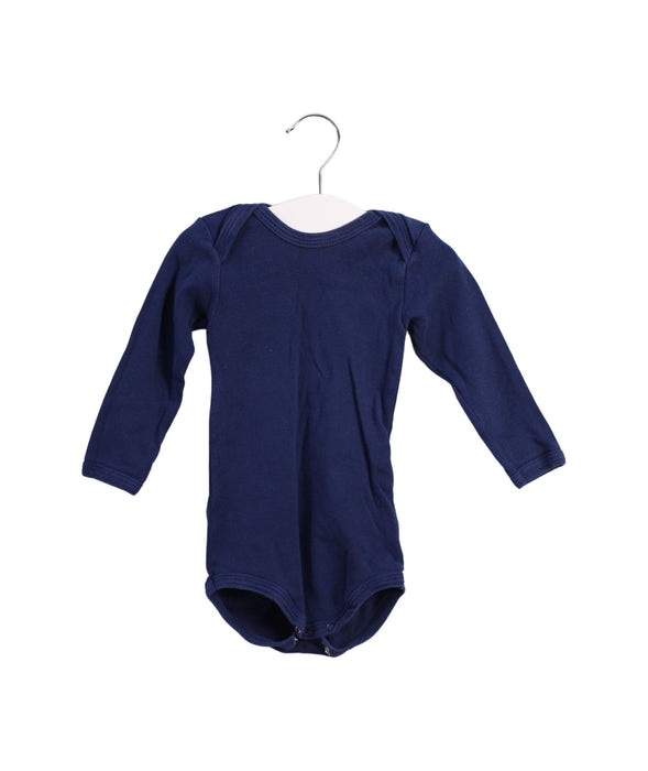 A Blue Long Sleeve Bodysuits from Petit Bateau in size 6-12M for boy. (Front View)