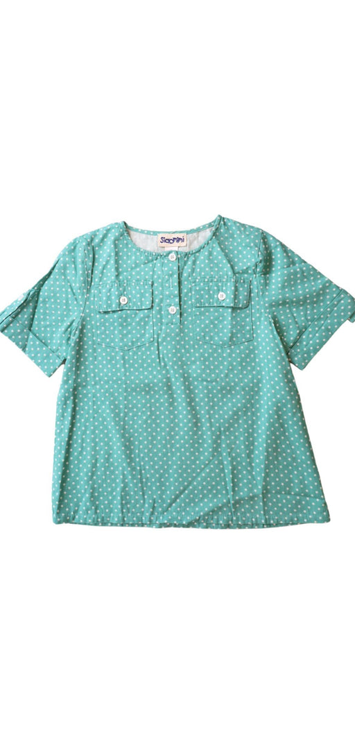 A Blue Short Sleeve Dresses from Siaomimi in size 6T for girl. (Front View)