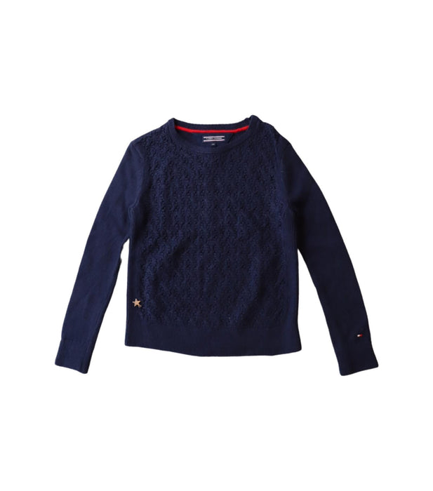 A Navy Crewneck Sweatshirts from Tommy Hilfiger in size 4T for girl. (Front View)