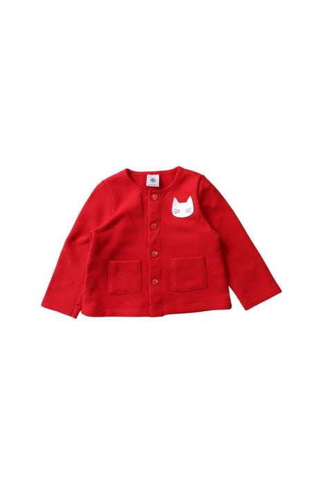 A Red Cardigans from Petit Bateau in size 6-12M for girl. (Front View)