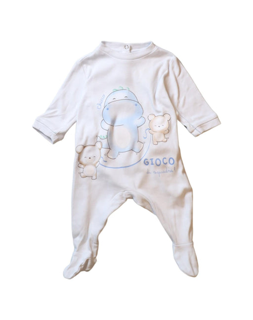 A Blue Onesies from Chicco in size 0-3M for boy. (Front View)