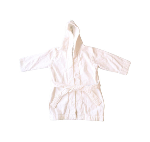 A White Bathrobes from Sheridan in size 2T for neutral. (Front View)