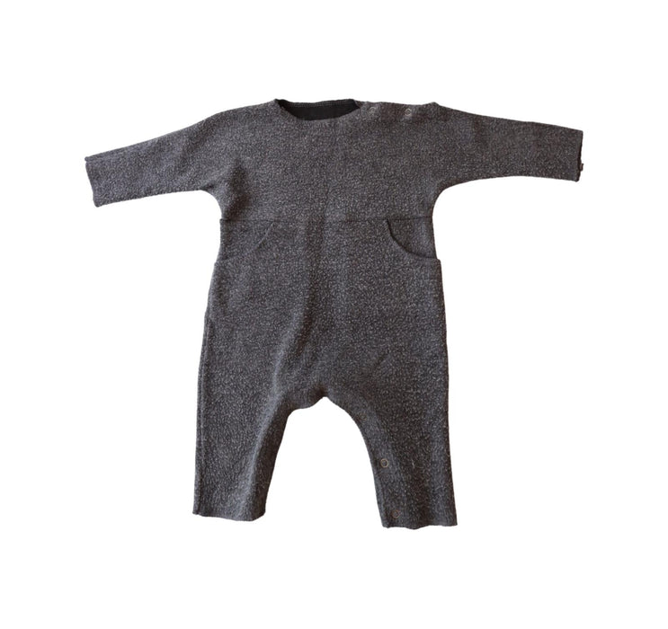 A Grey Long Sleeve Jumpsuits from Mon Bebe in size 3-6M for neutral. (Front View)