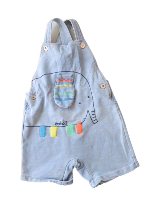 A Blue Overall Shorts from Boboli in size 2T for boy. (Front View)