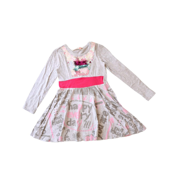 A Grey Long Sleeve Dresses from Desigual in size 3T for girl. (Front View)