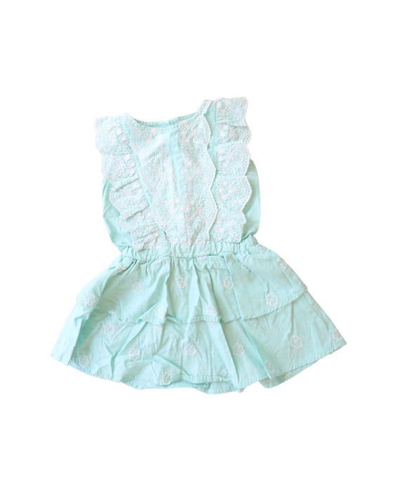 A Blue Sleeveless Dresses from Seed in size 4T for girl. (Front View)