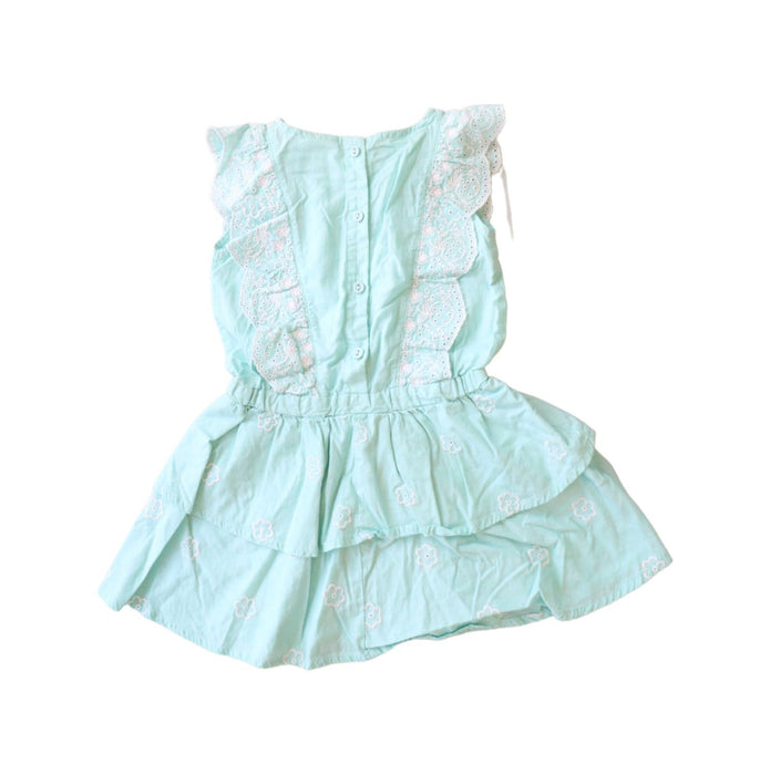 A Blue Sleeveless Dresses from Seed in size 4T for girl. (Back View)