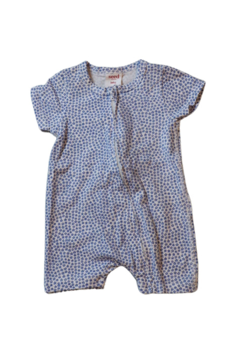 A Blue Short Sleeve Rompers from Seed in size 0-3M for boy. (Front View)